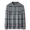 Men's Round Neck Casual Fashion Striped Wool Sweater
