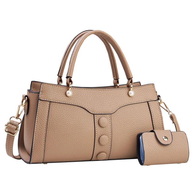 Women's Medium Pu Leather Solid Color Vintage Style Classic Style Square Zipper Bag Sets2