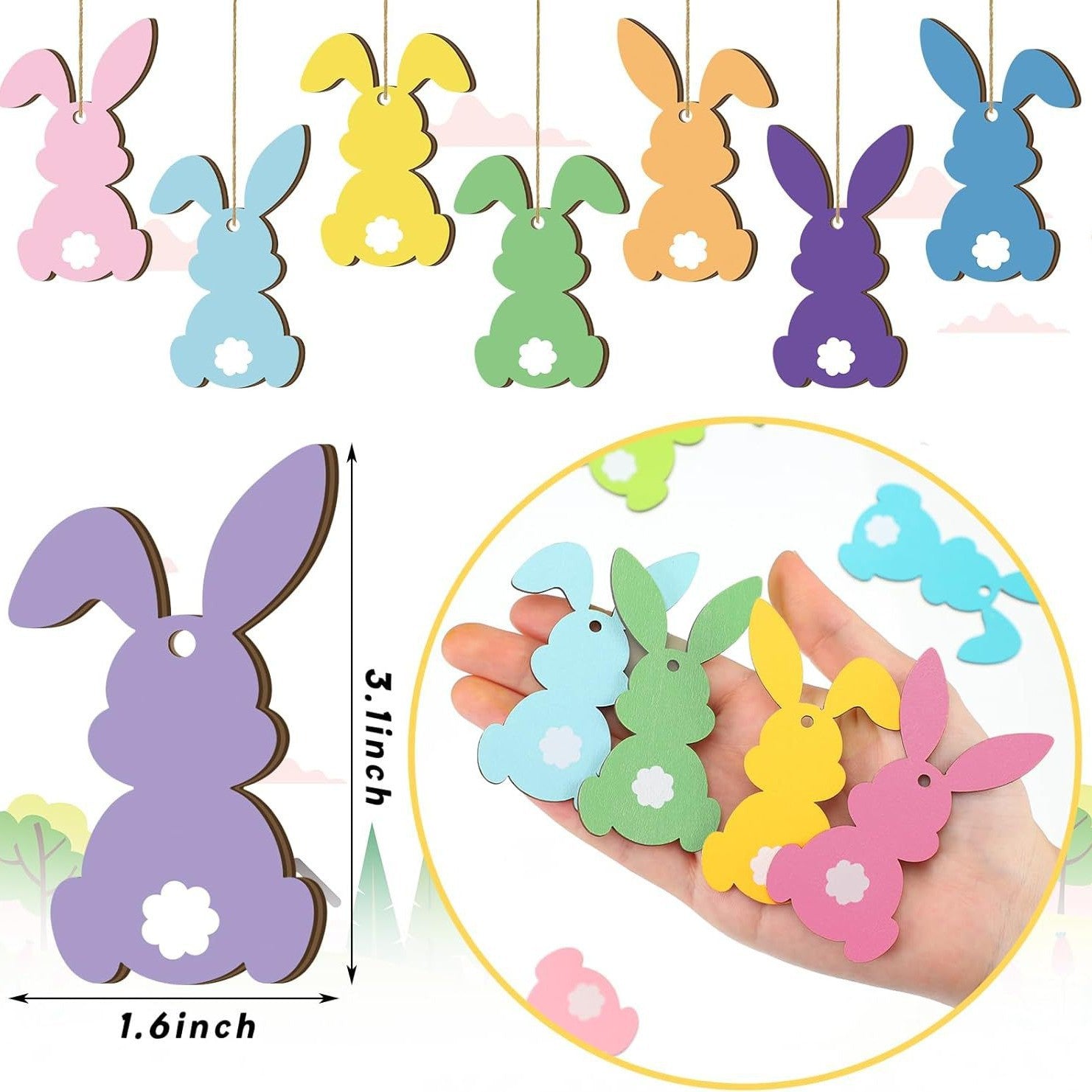 Easter Wooden Decoration &mdash; Hollowed-out Rabbit-Shaped Hanging Ornament