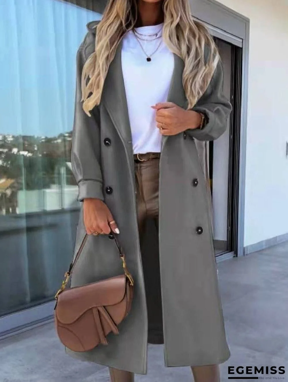 Casual Solid Color Long-Sleeved Lapel Coat | EGEMISS