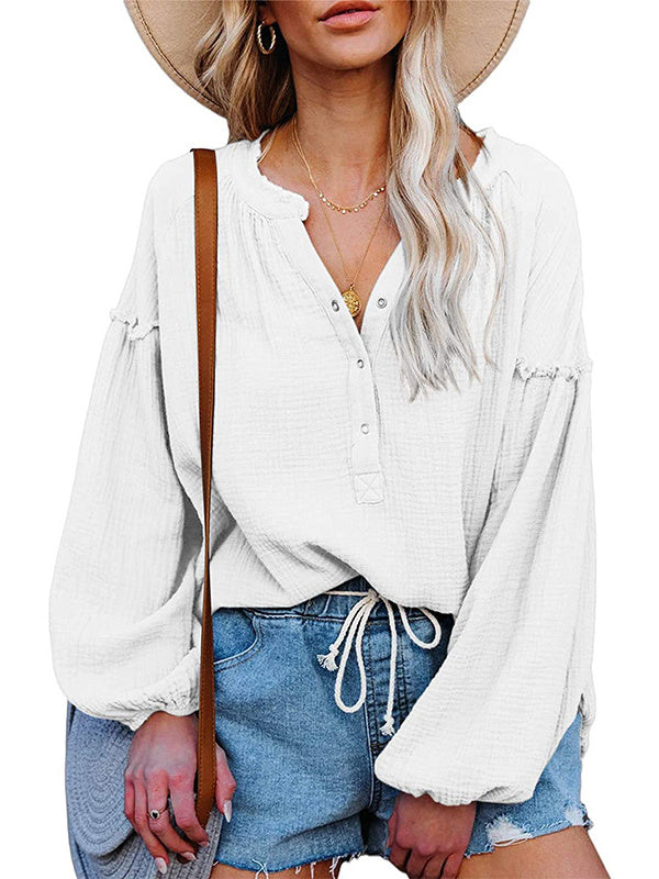 Women Long Sleeve V-neck Graphic Floral Printed Top