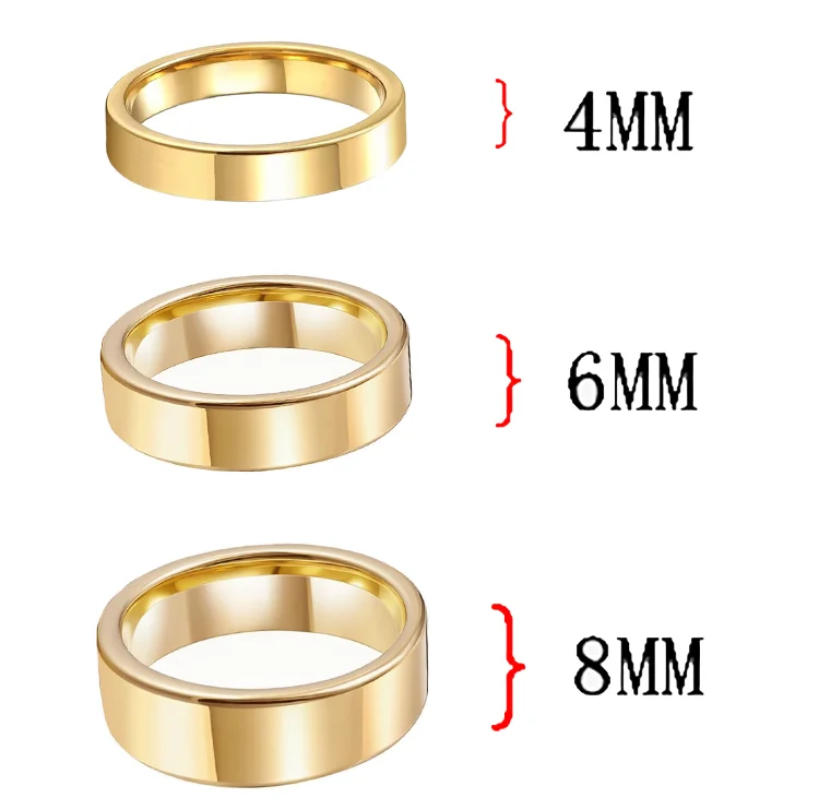Pisces Tungsten Carbide Ring Gold Flat Wedding Bands Comfort Fit Mens and Womens 4MM 6MM 8MM