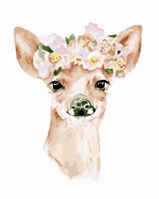 

Deer Fawn Floral – Paint By Numbers - 40*50CM, 501 Original