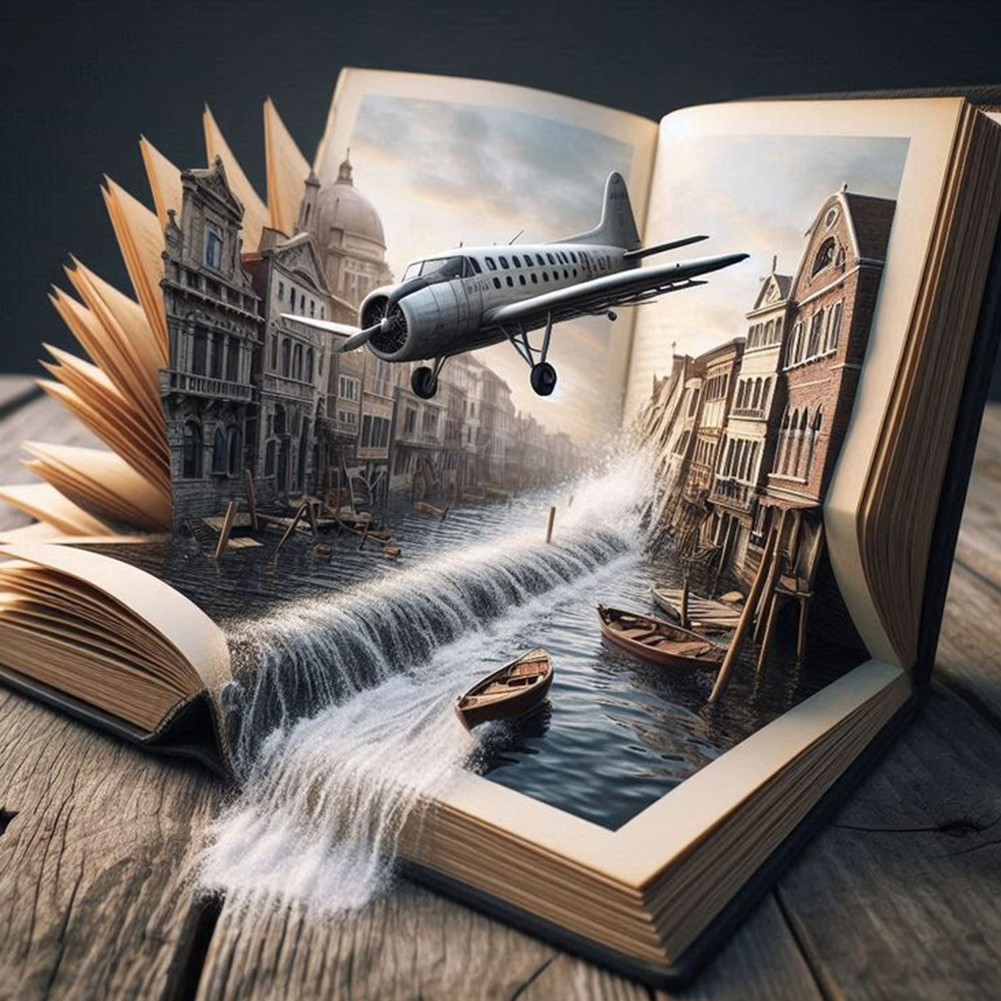 Water City In The Book 50*50cm(canvas) full round drill diamond painting