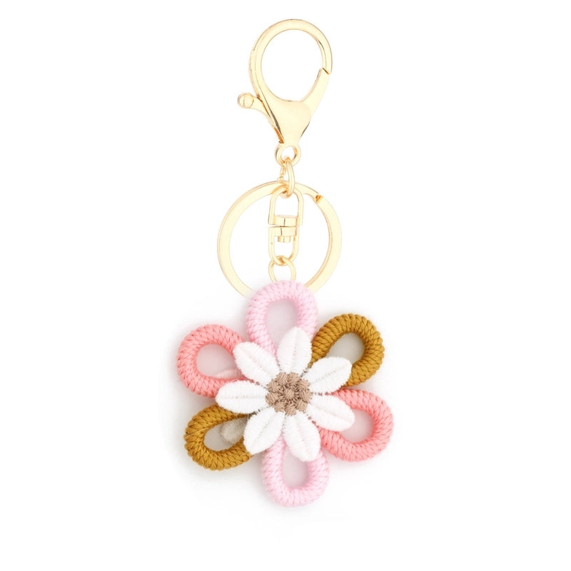 Cute Sweet Flower Yarn Metal Unisex Bag Pendant Keychain