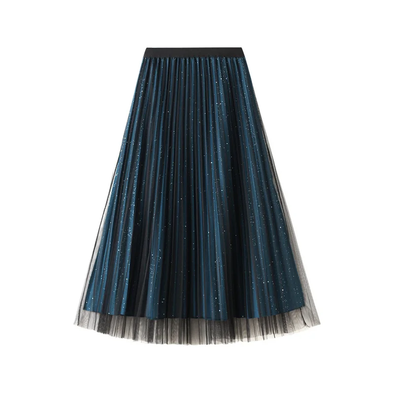Nigikala Nigikala Silk Folded Skirt Net Yarn Half-Dress Woman Long Yarn Skirt On Both Sides Of The 9230