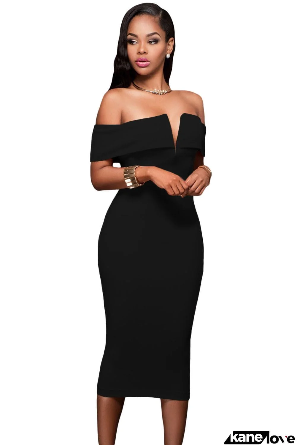 Off-the-shoulder Midi Dress