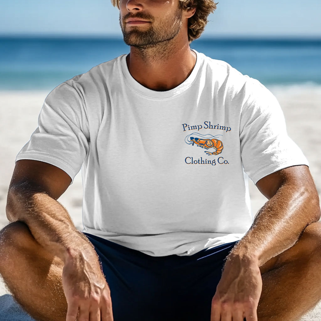 Unisex Shrimp Palm Tree Graphic Surf Print Oversized Cotton Short Sleeve T-Shirt