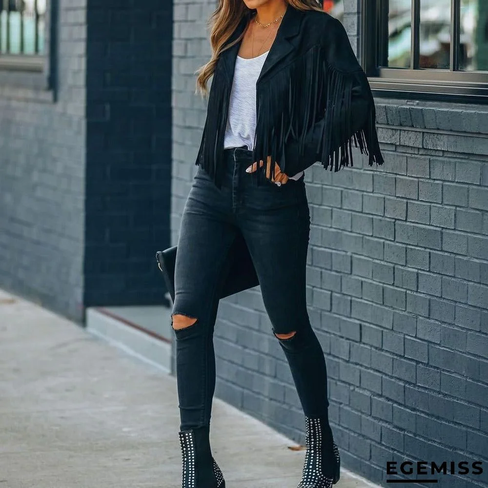 Long Sleeve Printed Tassel Jacket Women | EGEMISS