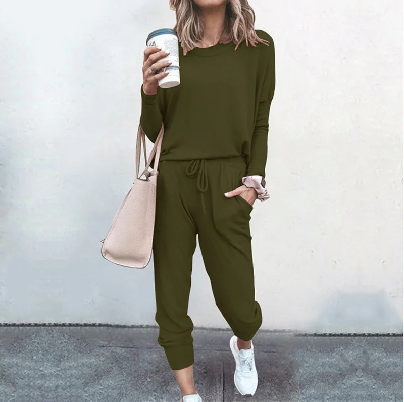 Brownm Brownm And Winter New Women's Clothing Explosion Loose Solid Color Long-Sleeved Leisure Suit
