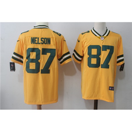 Men's  Green Bay Packers #87 Jordy Nelson Yellow Stitched NFL Limited Rush Jersey