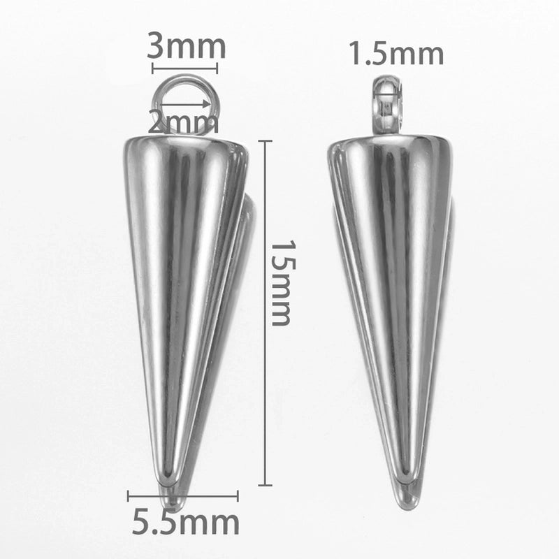 10 PCS/Package 4*10.5mm 6*10.5mm 6 * 15mm Hole 2~2.9mm Hole 3~3.9mm 304 Stainless Steel Solid Color Polished Pendant