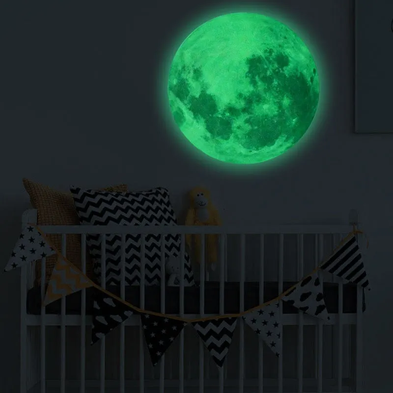 Creative 3D Luminous Moon Wall Stickers for Kids Room Living Room Baby Nursery Bedroom Decoration Home Decals Glow In The Dark