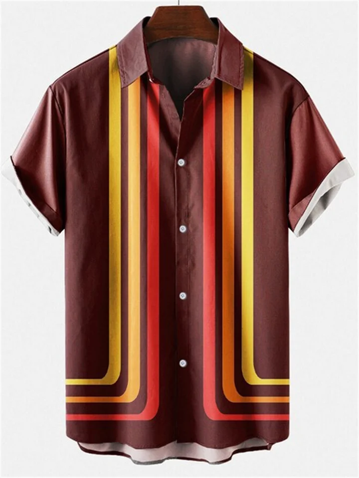New Summer Casual Printed Shirt Men's Shirt Striped Print