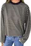Casual and versatile retro striped long-sleeved T-shirt top
