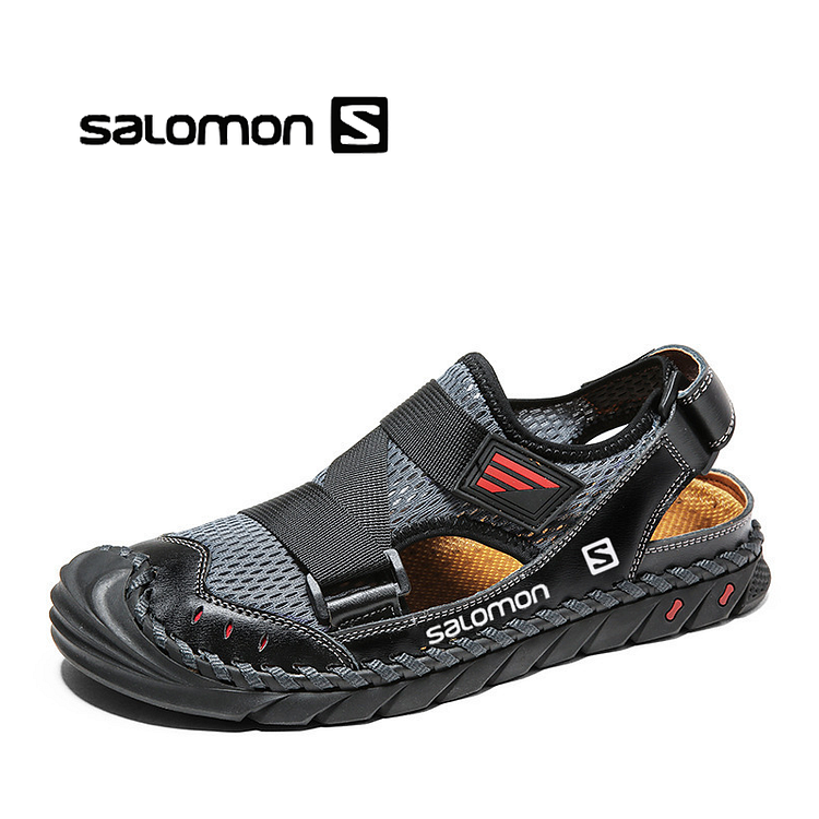 Męskie, ręcznie szyte, skórzane sandały outdoorowe Salomon® z miękką podeszwą