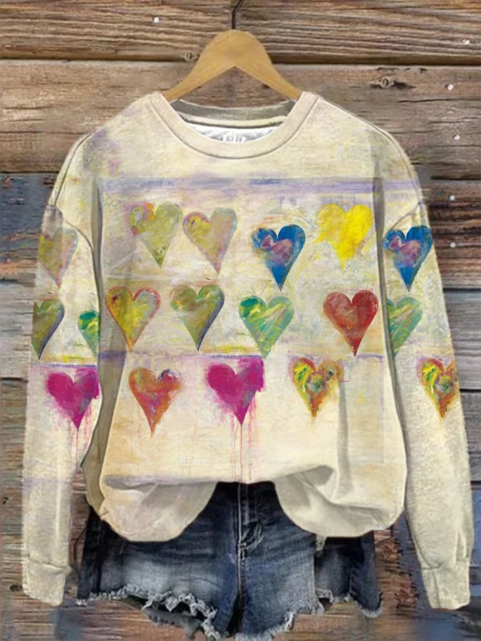 Women's Valentine's Day Heart Print Sweatshirt