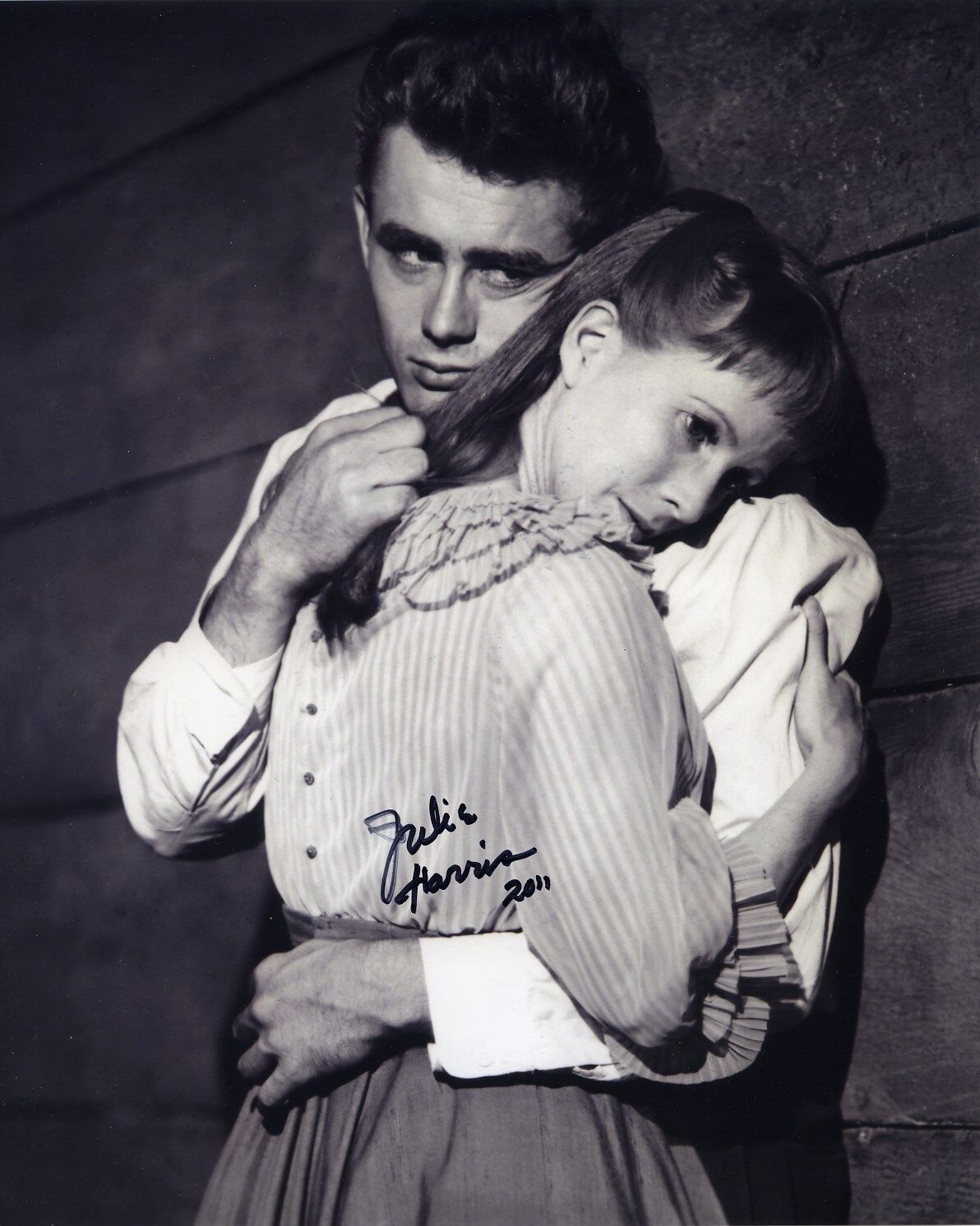 JULIE HARRIS SIGNED AUTOGRAPHED BW Photo Poster painting WITH JAMES DEAN CLASSIC!