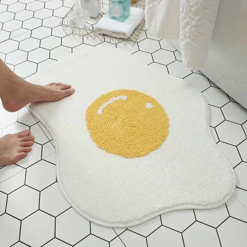 Poached Egg Bathroom Mat Non-Slip Entrance Carpet Kitchen Absorbent Floor Mat Washable Welcome Doormat Kids Room Area Rugs