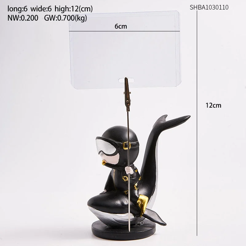 Modern Home Decoration Accessories For Living Room Resin Diver Model Figurines Miniature Garden Decor Photo Holder Desk Decorate