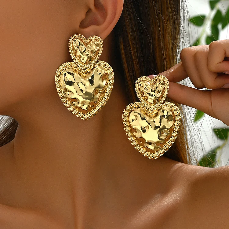 Heart Geometric Pleated Earrings