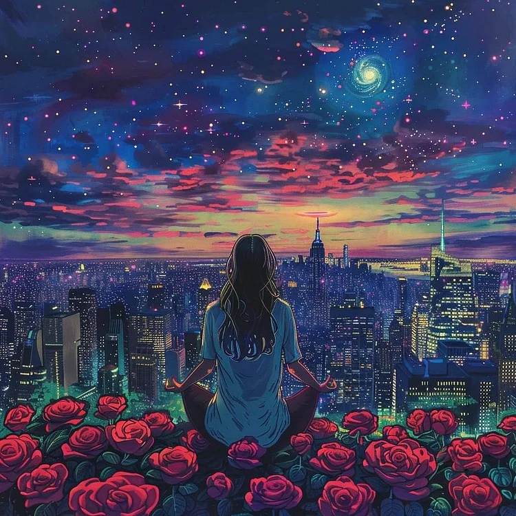 Fantasy Rose Girl (40*40cm) AB Round Drill Diamond Painting gbfke
