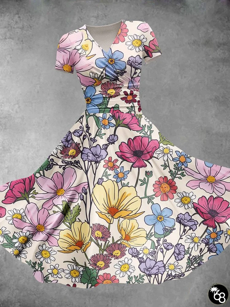 Women's Valentine's Day Gift Flower Floral Plant Print Art Design Maxi Dress | 168DEAL