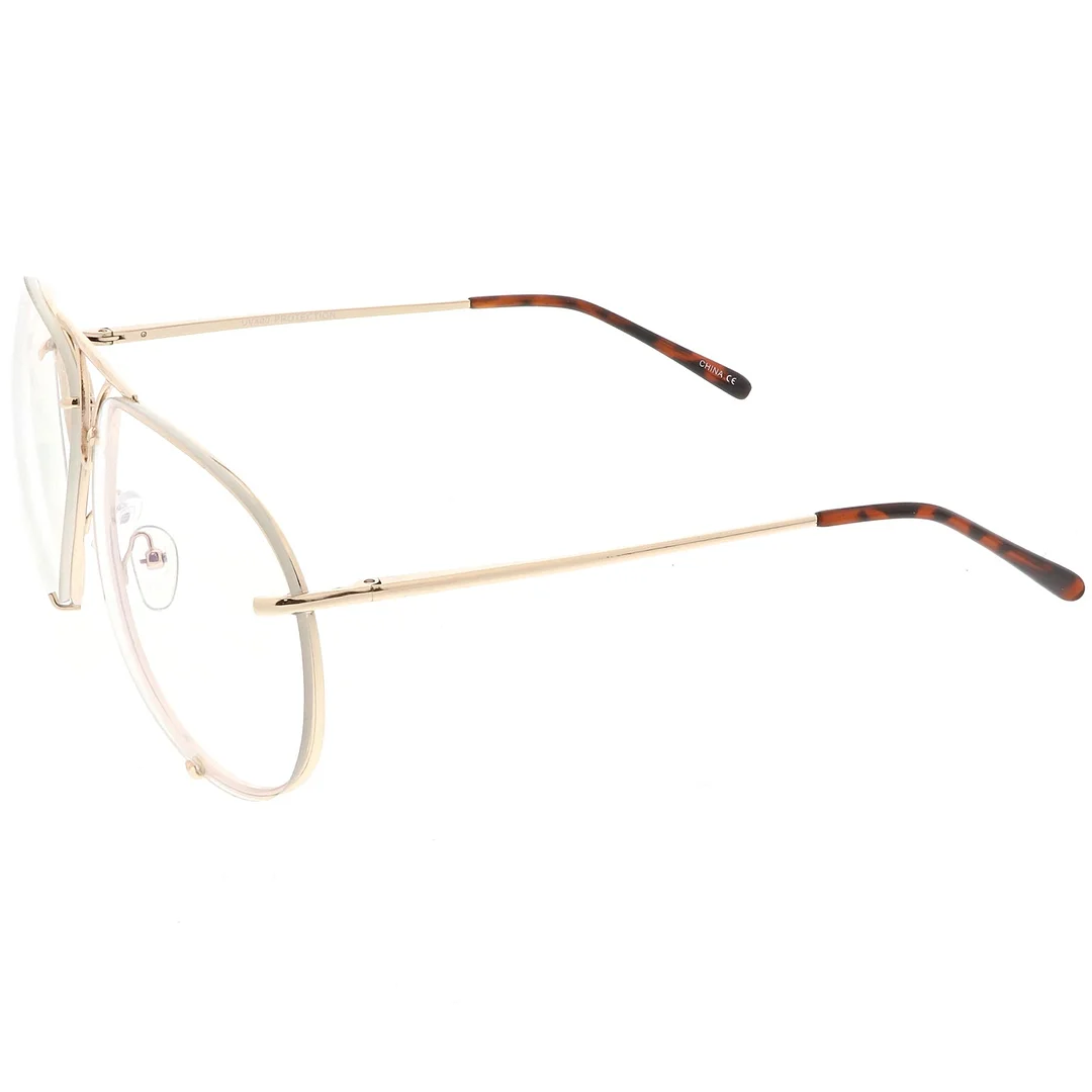 Oversize Rimless Aviator Glasses Unique Nose Piece Clear Lens 67mm