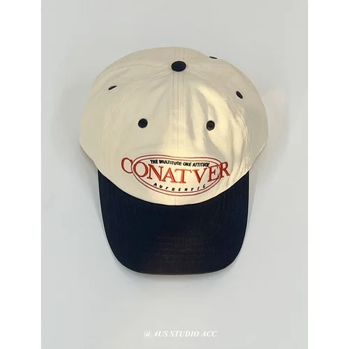 American Color MatchingBrand Letter Embroidery Baseball Cap Female Korean Style Casual Soft Top Peaked Cap