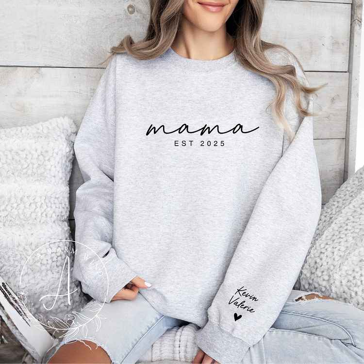 Minimalist Mama Est Sweatshirt,Personalized Mother's Day Gift
