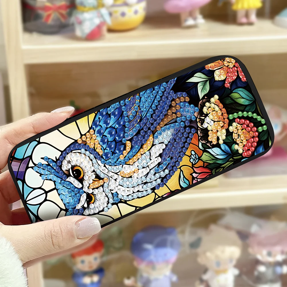 Owl Diamond Painting Eyeglasses Case Diamond Art Sunglasses Case for Adults