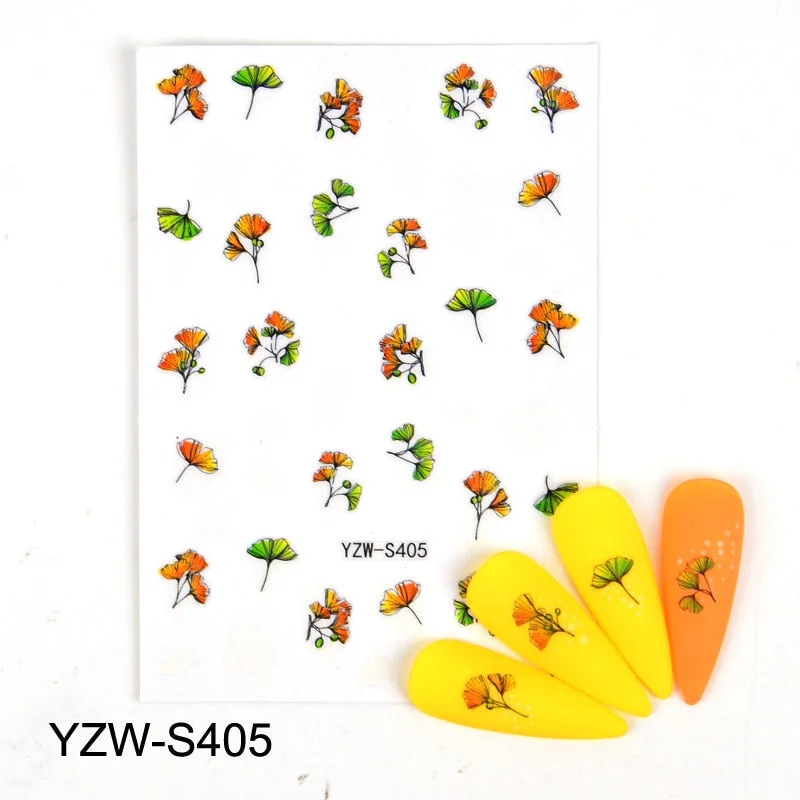 Purple Red Pink Rose Flower 3D Nail Sticker Leaves Love Heart Self-Adhesive Slider Art Decorations Decals Manicure Accessories-Nail Inspo