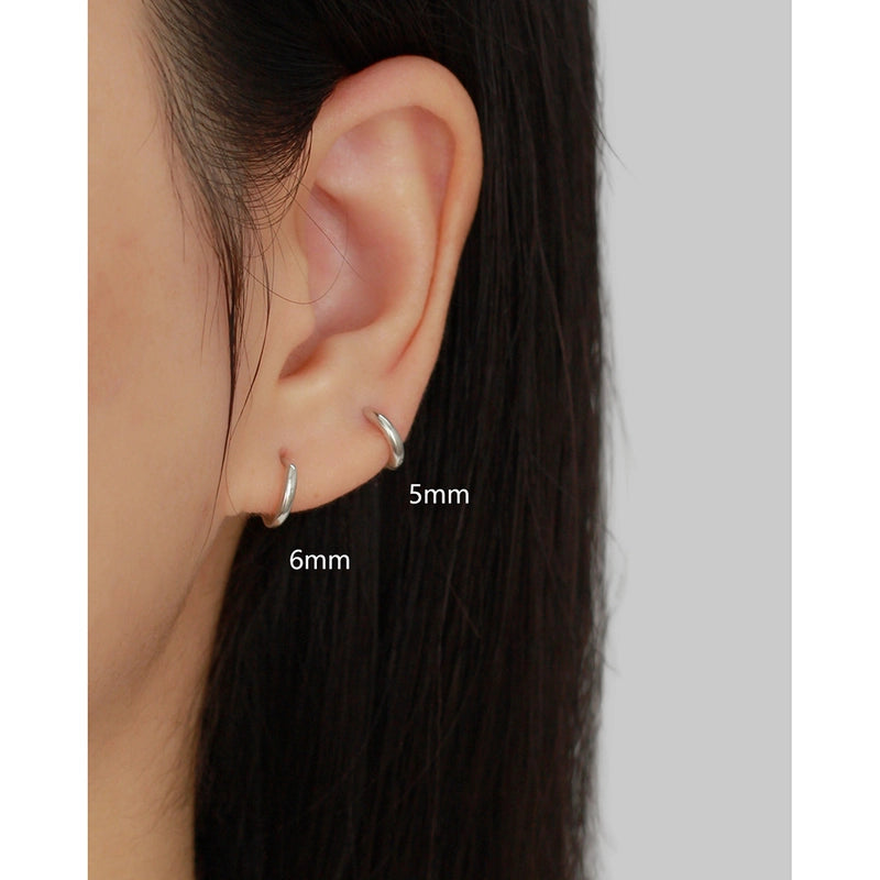 1 Pair 925 Sterling Silver Geometric Hoop Earrings