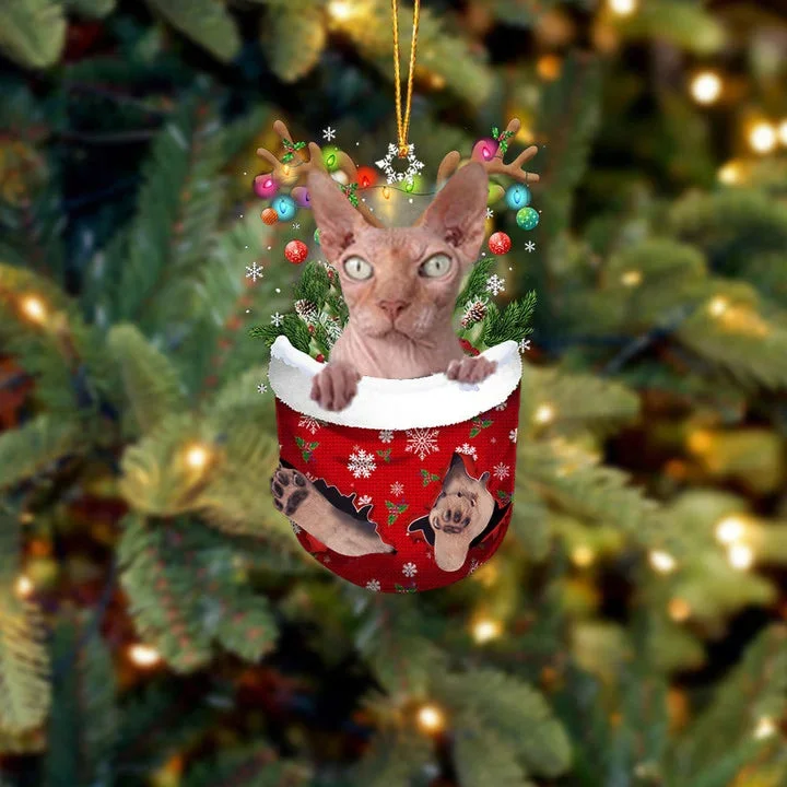 Bambino Cat In Snow Pocket Christmas Ornament.
