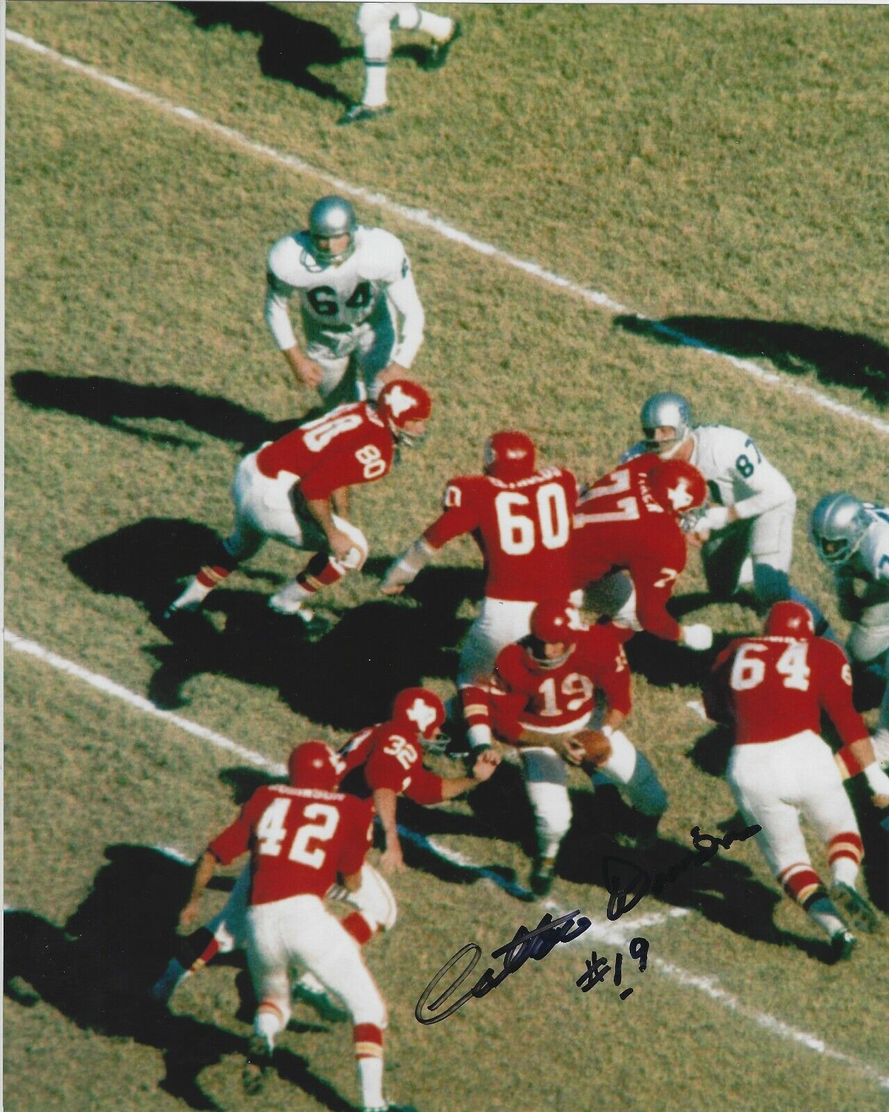 Autographed COTTON DAVIDSON Dallas Texans 8x10 Photo Poster painting w/COA