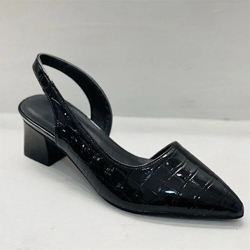 Women Pointed Toe Vintage Sandals Ladies Square Med Heels Women's Slip On PU Leather Shoes Female Summer Party Pumps Plus Size