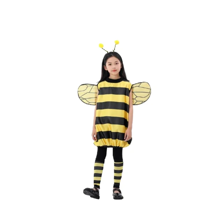 Kids Adult Funny Animals Yellow Bee Outfits Cosplay Costume Halloween Carnival Suit