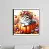 40x40cm Halloween Katze 5D DIY Vollbohrer Runde Diamond Painting Kit Wanddekoration