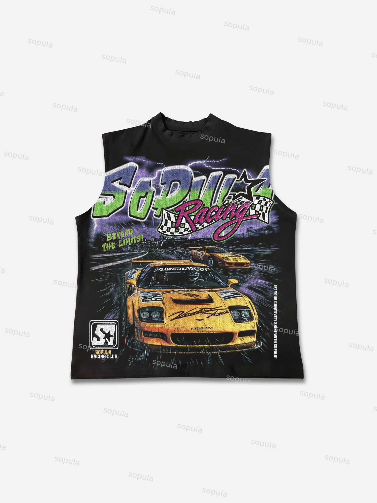 Y2k Racing & Motor Club Vintage Graphics Cotton Tank Top - SOPULA