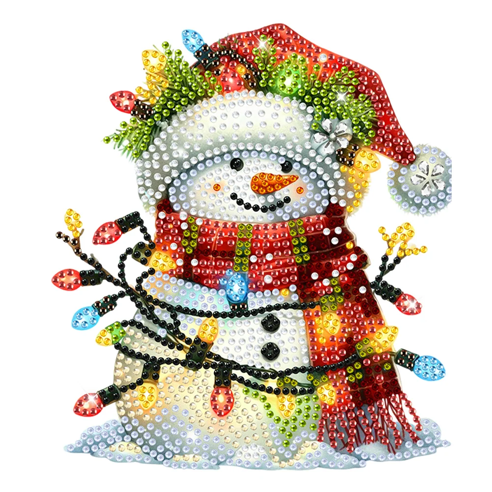 DIY Snowman Lights Acrylic Shaking Head Christmas Desktop Diamond Art Kits