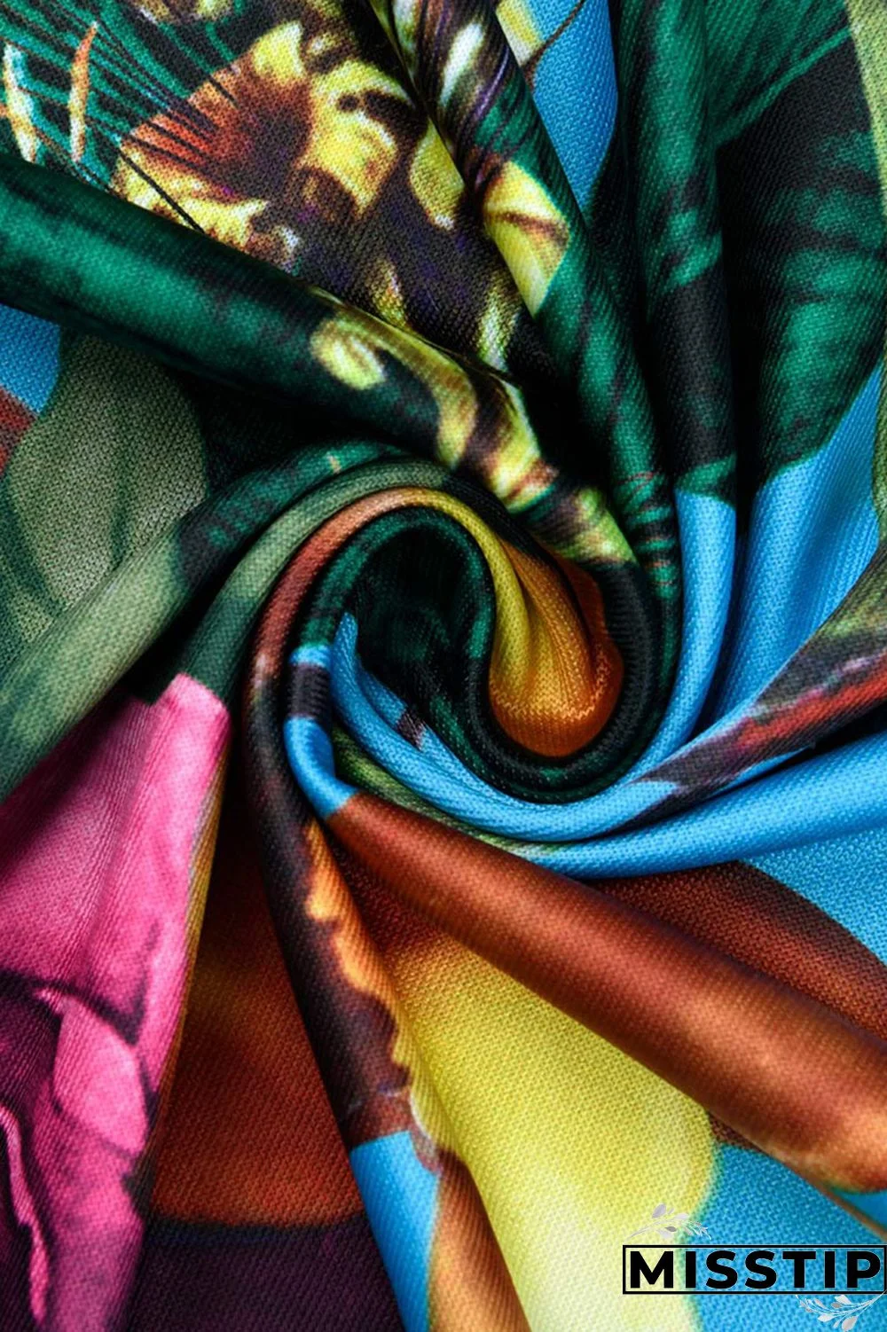 Blue Fashion Casual Print Bandage V Neck Long Sleeve Dresses