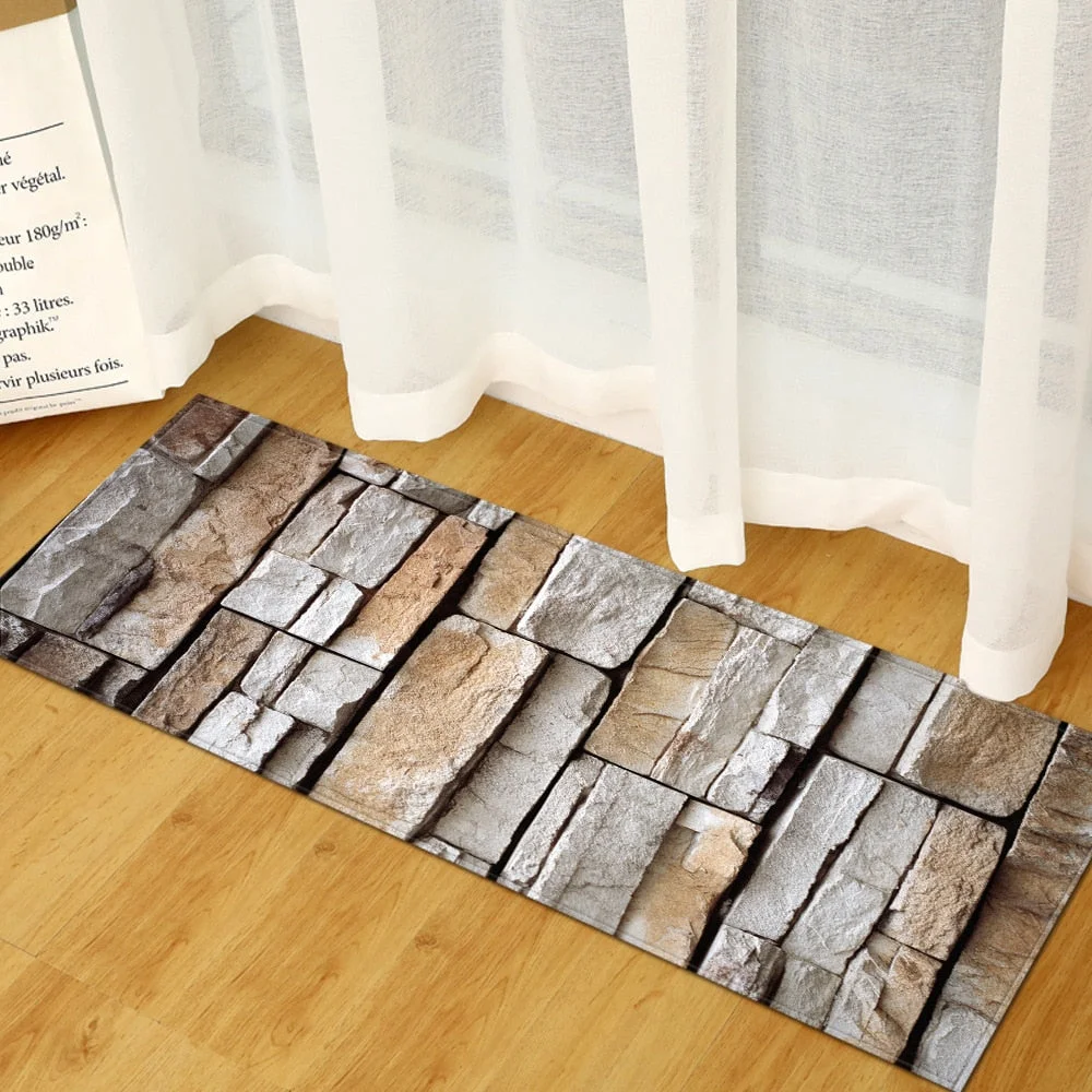 Kitchen Mat Entrance Doormat Cobblestone Pattern Home Bedroom Bedside Floor Decoration Carpet Bath Balcony Hallway Anti-Slip Rug