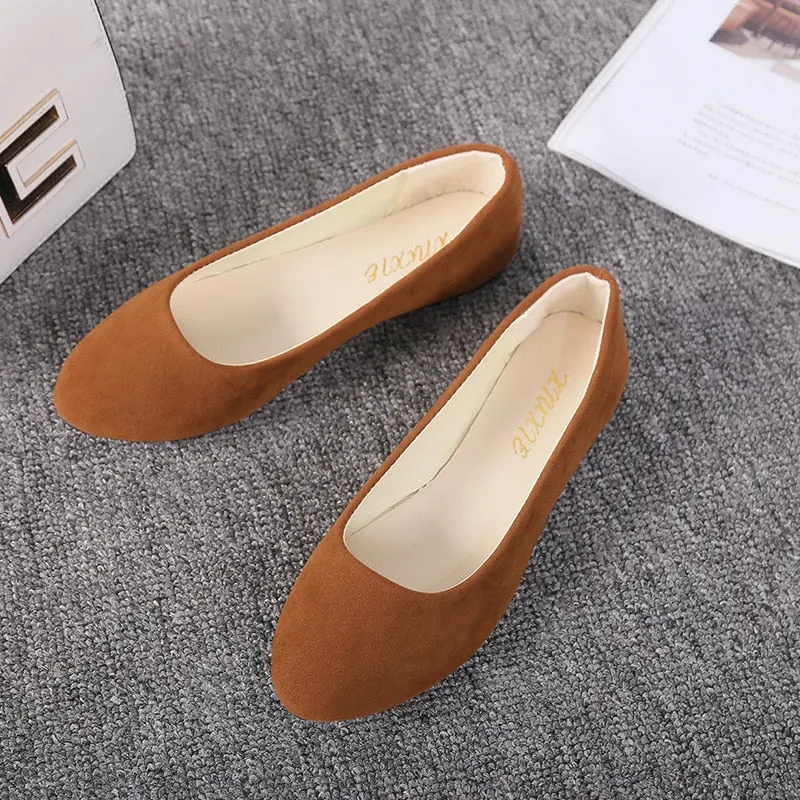 Women Flat Shoes Trend Simple Sweet Classic Candy Colors New Autumn Summer Casual Flock Flats Boat Cute Girls Flats Office Shoes