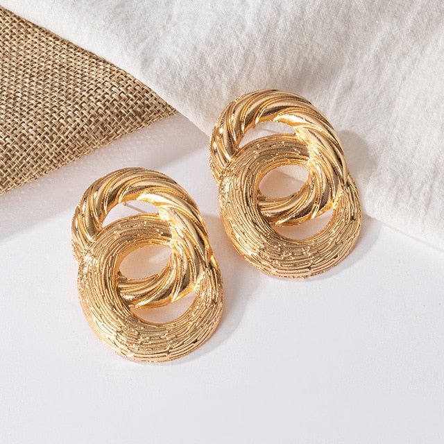 YOY-Fashion Gold Big Hoop Twisted Earrings