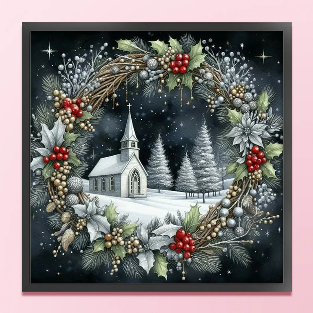 Green Xmas Scenery Full 14CT DIY Counted Cross Stitch Art Crafts Kits 40x40cm