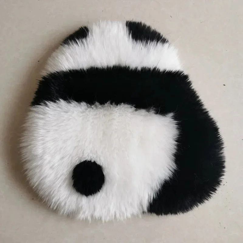 Athvotar Throw Pillows Super Cute Angry Panda Back View 100% Wool / Artificial Wool Back Cushion for Bed Sofa Cushion Floor Cushions Cozy