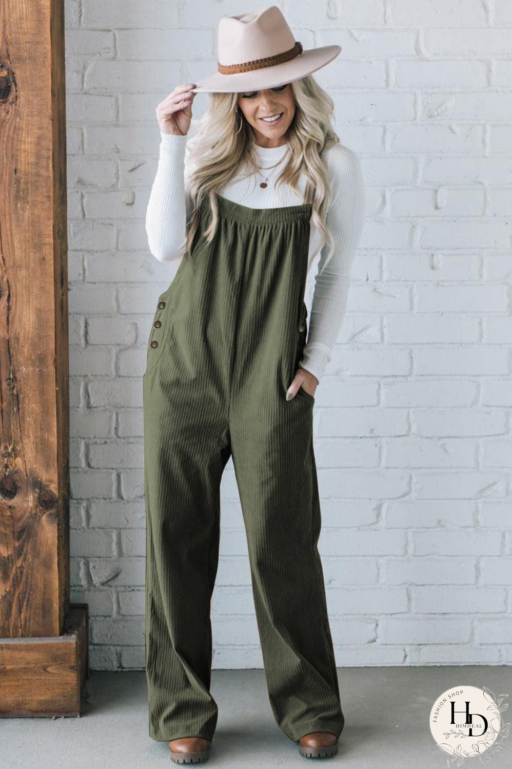 Striped Corduroy Jumpsuit