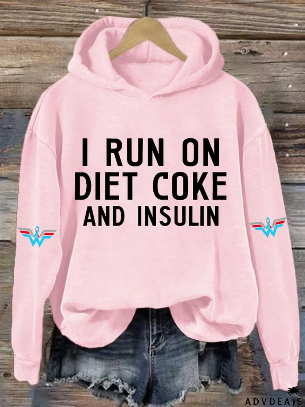 Women's Casual I Run On Diet Coke And Insulin Printed Hooded Sweatshirt