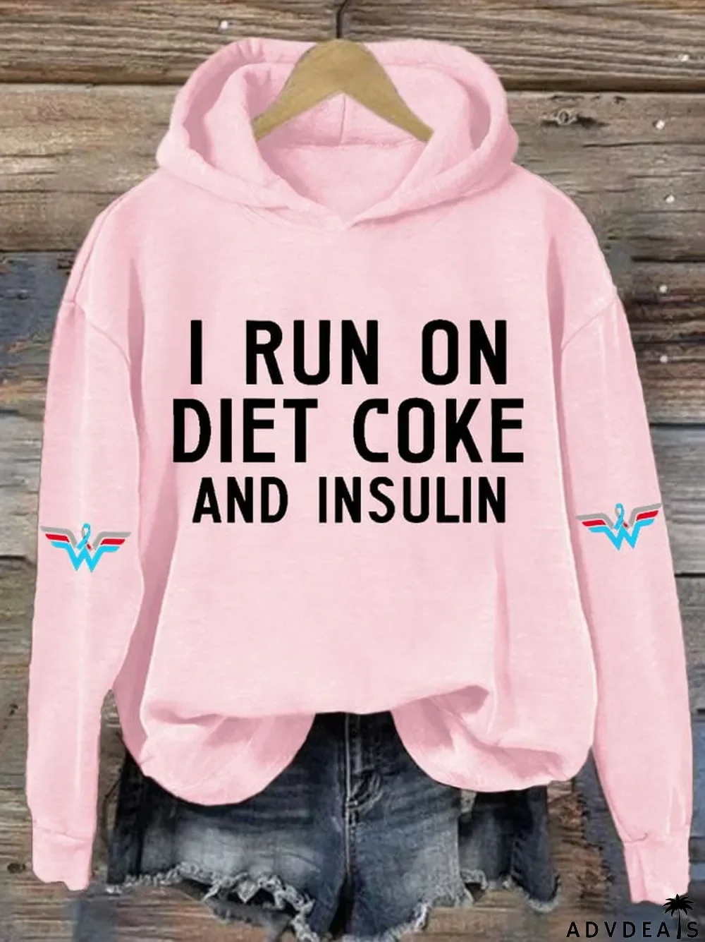 Women's Casual I Run On Diet Coke And Insulin Printed Hooded Sweatshirt