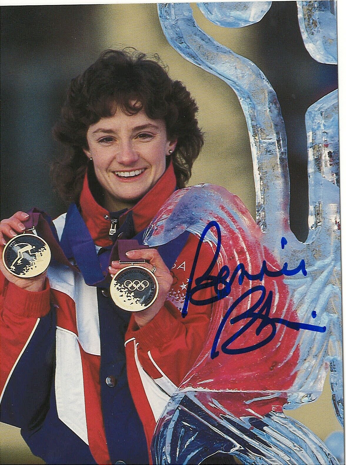 BONNIE BLAIR WINTER OLYMPICS SPEED SKATER 5X GOLD MEDAL WINNER RARE SIGNED Photo Poster painting